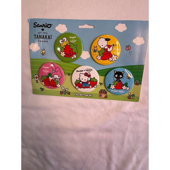 Hello Kitty Sanrio Tanaka Farms 5-Piece Buton Set - Picture 1 of 10